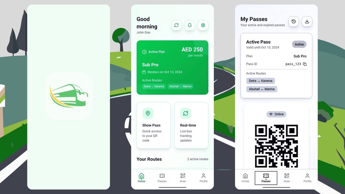 BusPass - UAE Bus Subscription App - A mobile application enabling users to purchase bus subscriptions covering specific routes with a fixed number of rides, providing a cost-effective transportation solution for UAE residents.